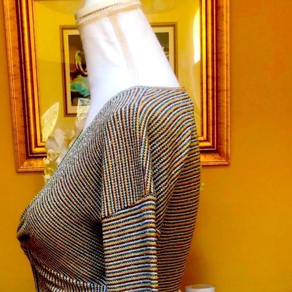 Ramy Brook Multicolored Ribbed All Over Metallic Design Long Sleeve Blouse XS - Picture 11 of 16